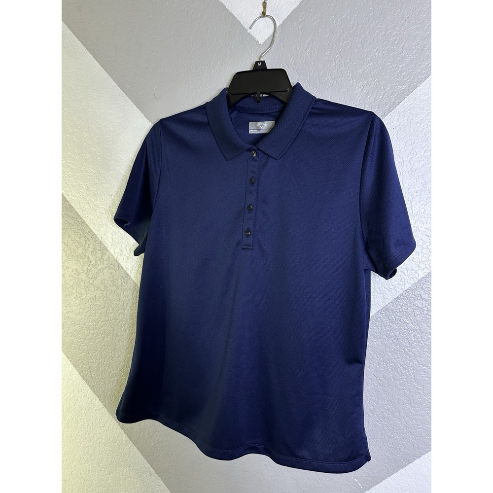 Callaway Womens SWING TECH Solid Knit Navy Polo Peacoat Size Large - OPTI DRI - Picture 2 of 10